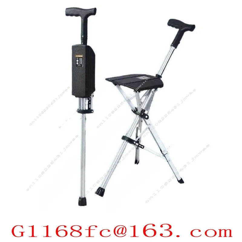 Ultra-light Aluminum Alloy Electric Cane Stool Portable Folding Multi-functional Anti-skid Belt Elderly Rattan Chair