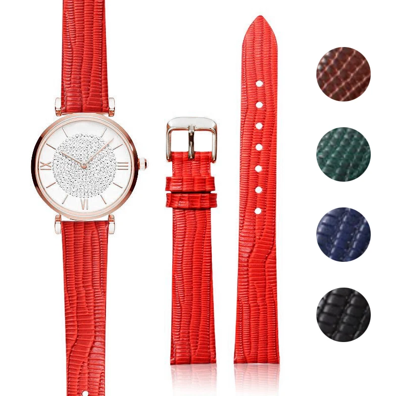 8mm 10mm 12mm 14mm 16mm Watch Strap for Quartz Watch Band Women Bracelet Ultra-thin Soft Wristabnd Aligator Pattern Watchbands