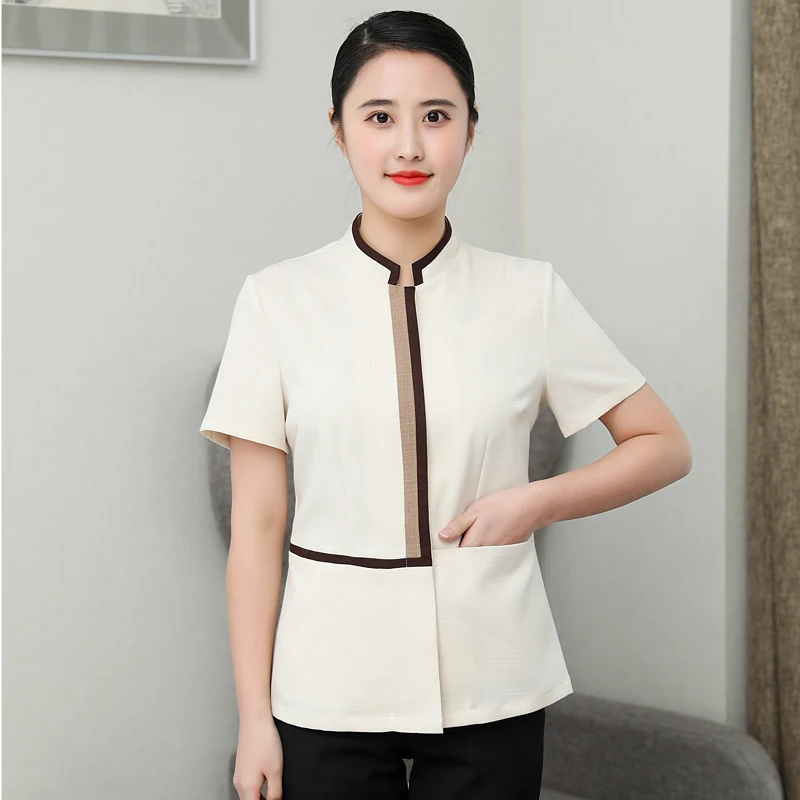 

Long Sleeve Cleaning Uniform Set for Hotel Housekeepers Property Maintenance Maids Short Sleeve Summer Outfit Logo Embroidery