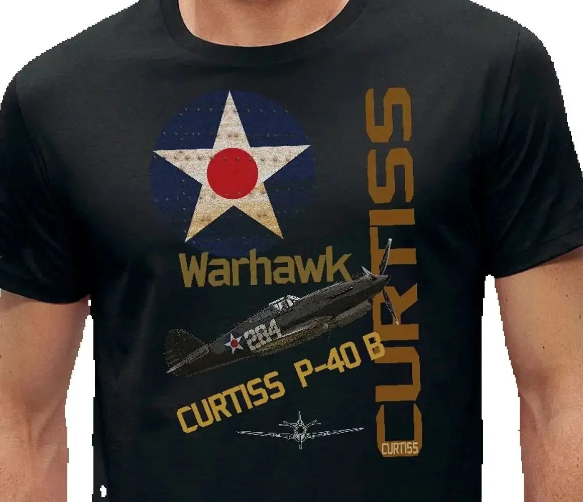 Creative Design US Air Force P-40B Warhawk Fighter T-Shirt. Summer Cotton O-Neck Short Sleeve Mens T Shirt New S-3XL