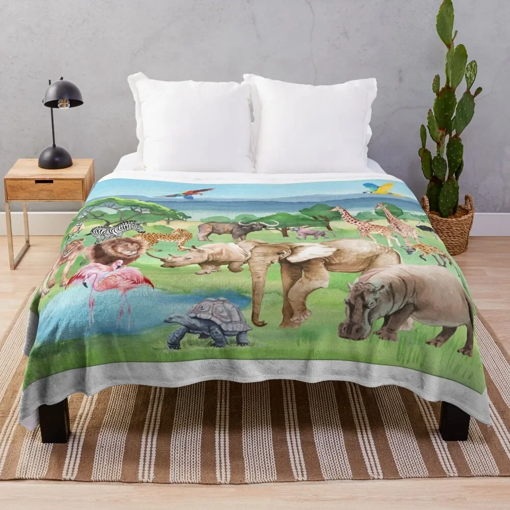 

0 African wildlife and animals watercolor. Throw Blanket Multi-Purpose Moving Luxury Throw Extra Large Throw Blankets