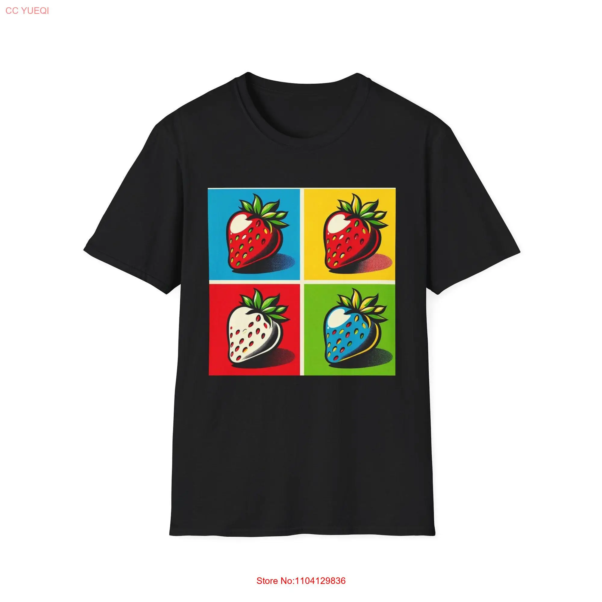 Warhol Inspired Strawberry Pop Art Softstyle T Shirt Fun FruiT Retro Culture Appearal long or short sleeves