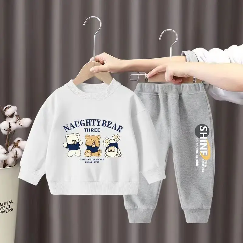 Autumn Baby Boy Clothes Set Kid Cartoon Sweatshirts Pullover Top And Pants 2pcs Suit Children Girls Fashion Sports Tracksuits