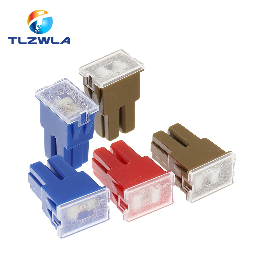 1PCS Automotive Car Truck Van Square Fuse 32V DC Long Foot Female Fuse 20A 30A 40A 50A 60A 70A 80A 90A 100A 120A