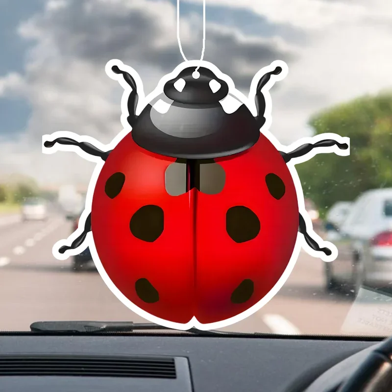 1Pc shape magic seven star ladybug scent tablet car air freshener, hanging air freshener perfume scented rearview mirror pendant