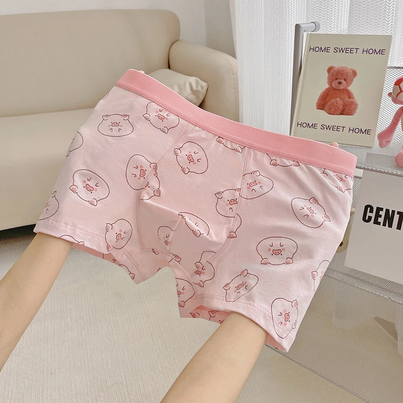 Boxers respirants en coton pour hommes et femmes, sous-vêtements mignons, joli overrose, sweety, dessin animé, personnalité de la mode, élasticité,