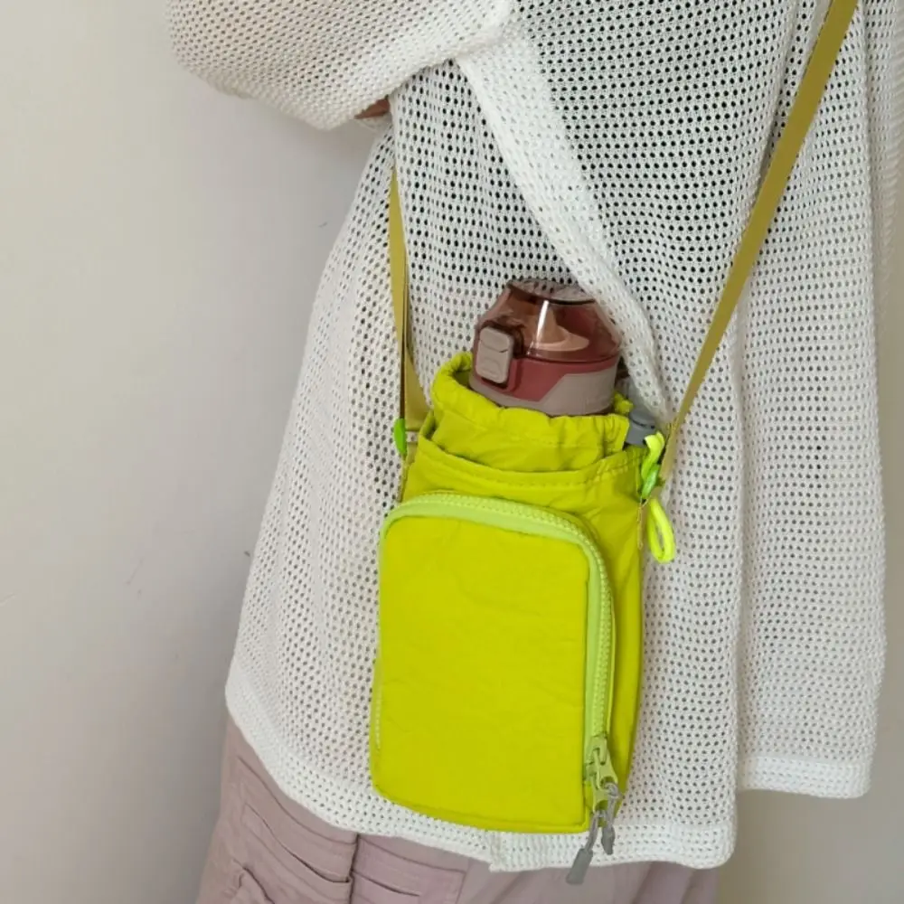 

Korean Style Drawstring Bag Purse Water Cup Cover Water Cup Bag Water Bottle Holde Solid Color Mobile Phone Bag Hiking