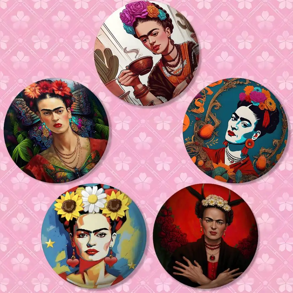 Art F-Frida K-Kahlo Brooches Stylish Ornament Pins Exquisite Round Badge Bag Accessories Jewelry Gifts