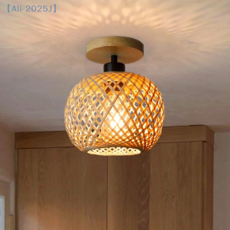 

【J】Bamboo Lampshade Ceiling Pendant Lamp Hanging Lamp Handmade Rattan Light Fixture For Restaurant Dining Room Indoor Lighting