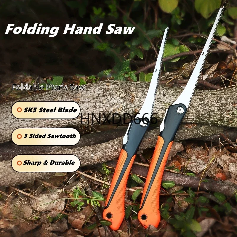 Manual Folding Saw,SK5 Steel One-Button Folding Design Hand Saw,Ergonomic Non-Slip Grip Handle,Sharp Cutting Wood,Garden Saw