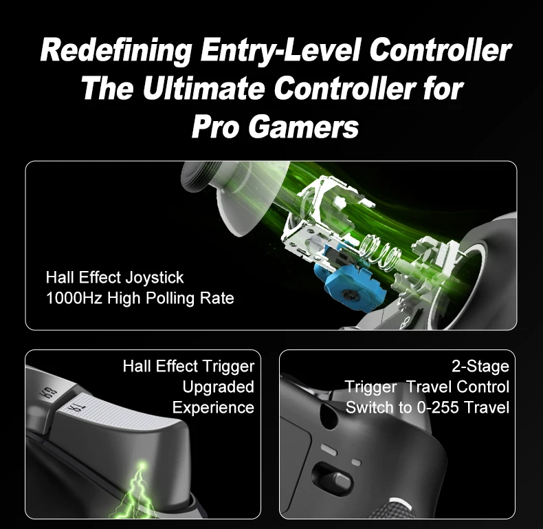 PXN P5 Kabelloser Spielcontroller 1000Hz Hall-Joystick Hall-Trigger, Geeignet für Switch/PC/Android/iOS, Rosa Spielcontroller – Detail 2