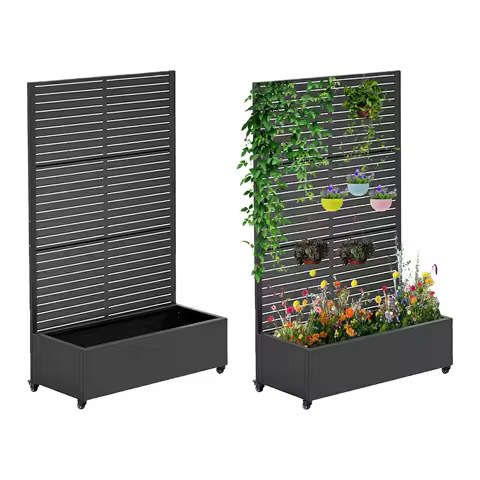 70.87x47.24x15.75inch Privacy Planters for Patio with Trellis &amp; Wheels Outdoor Planter Box for Patio Deck Balcony Climbing Vines