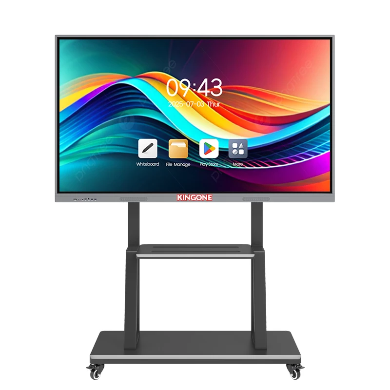 최고의 65인치 터치스크린 모니터 스마트 보드, 바퀴가 달린 대형 전자 화이트보드, 가정 교육, 비즈니스, 회의실용
