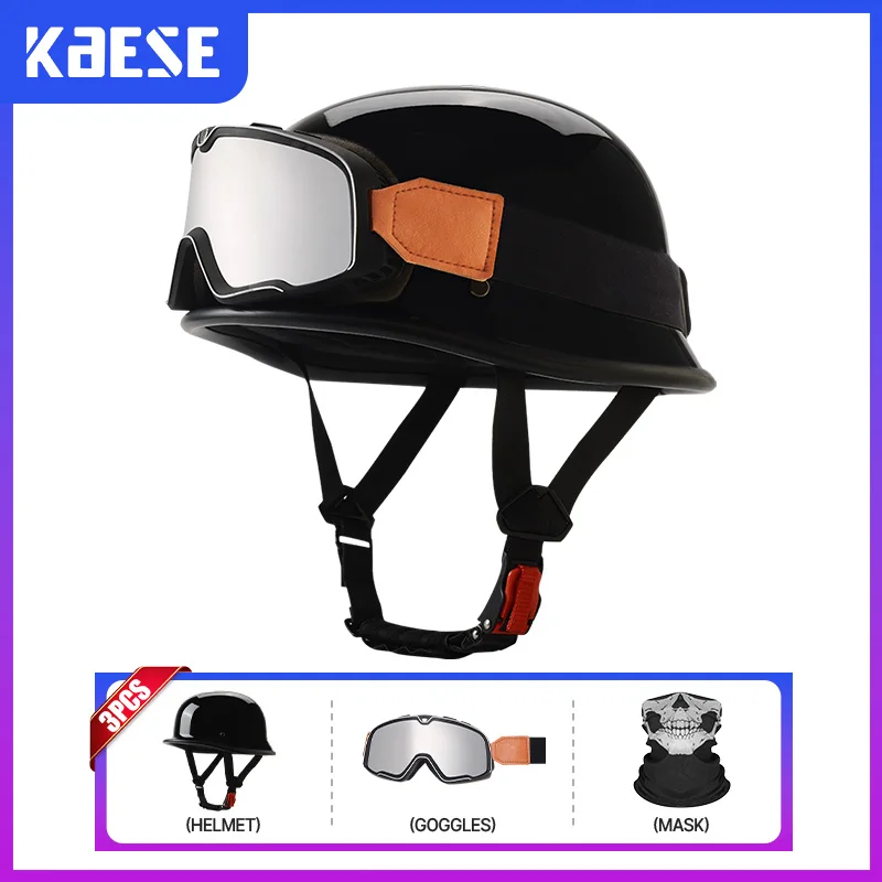 Retro Half Face Helmet for Men Women DOT Approved Vinatge 1/2 Motorcycle Helmets ABS Half Shell Safety Cap Moped Scooter ATV