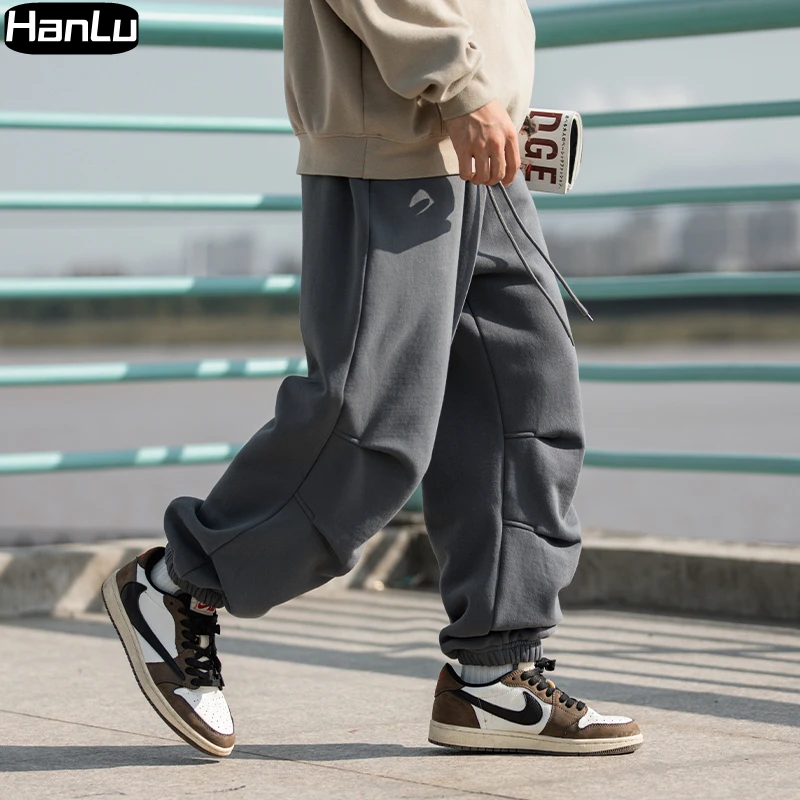 

Men's autumn and winter new fleece casual sanitary pants men's double pleated heavy weight loose fitting sports pants