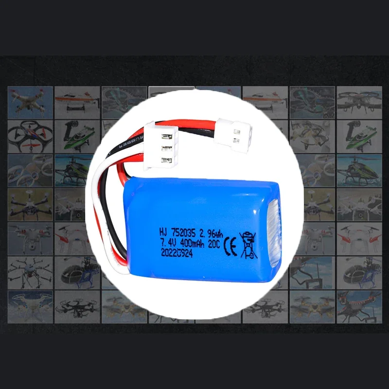 7.4V 400mAh 752035 Lipo Battery For RC DM007 Airplane Quadcopter Drone Helicopter Toy Spare Parts 2s 7.4V Lithium Battery XH2.54