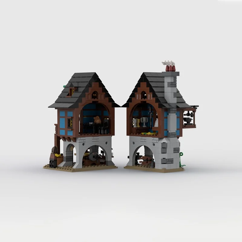 ตัวต่อ MOC 658 ชิ้น ชุดสร้างโมเดลปราสาทช่างตีเหล็กยุคกลาง ของขวัญคริสต์มาส ตัวต่อ DIY ของเล่นเด็ก ของขวัญวันเกิด