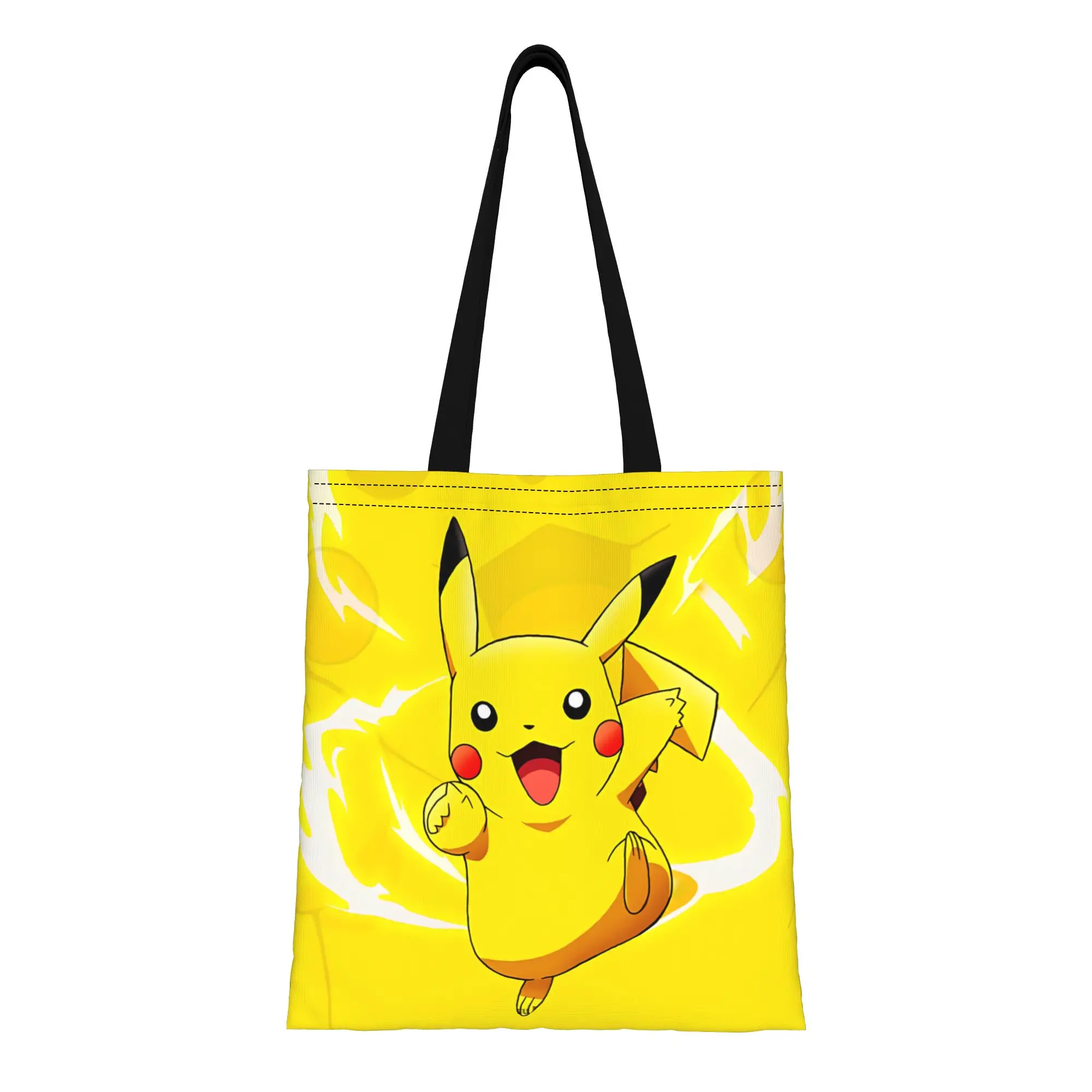 

1PC back to school pokemon funny cute Pikachu Canvas funko Canvas Tote Bag Women'S Shoulder Handbag