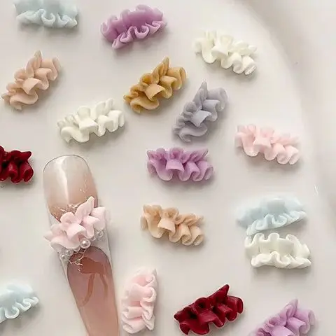 

30 шт., изогнутые смоляные кружева, 3D французская юбка для дизайна ногтей, подвески по подолу, аксессуары для маникюра, украшения для ногтей, принадлежности