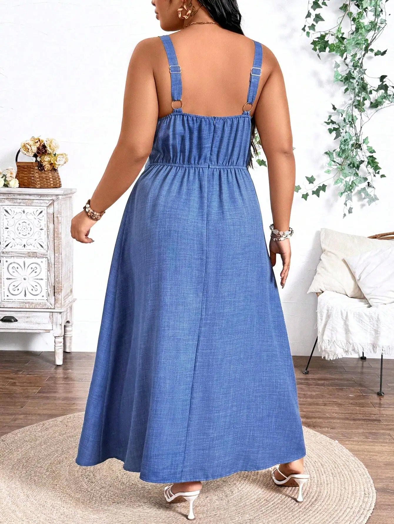 

Летний повседневный сарафан макси с завязками на талии для женщин больших размеров