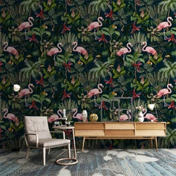 Custom Southeast Asian animal flamingo mural wallpapers for living room TV background sofa bedroom hotel wall paper home decor