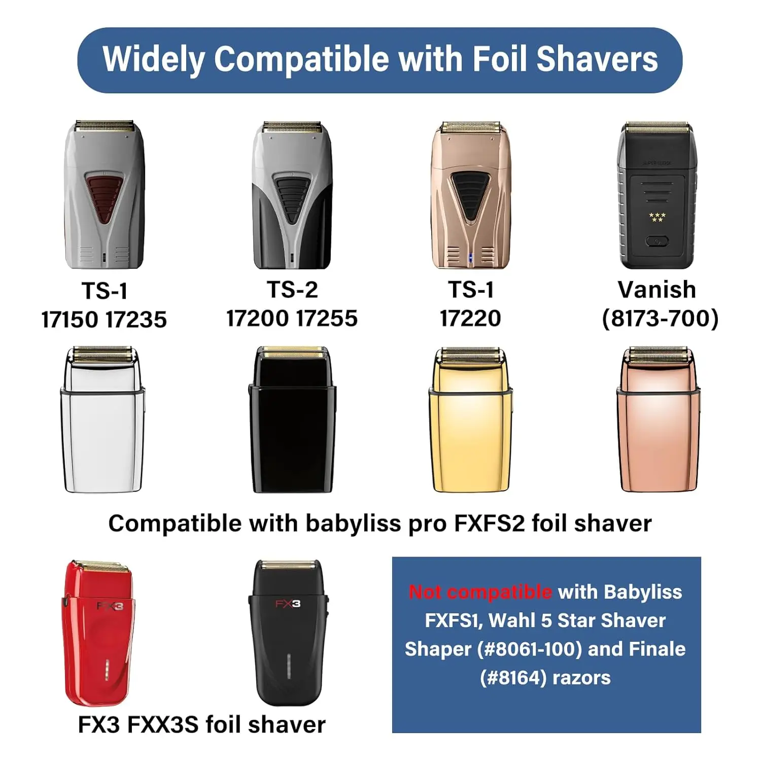 Foil Shaver Replacement Blades Compatible with Babyliss FXFS2 FX3, & For Wahl 5 Star Vanish(8173-700) Shaver