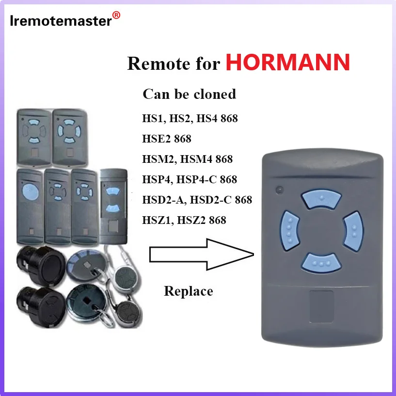 For HORMANN HSM2 HSM4 HSE2 HSE4 HS1 HS2 HS4 HSZ1 HSZ2 HSD2 HSP4 868.35 MHz Garage Door Remote Control Duplicator Gate Opener