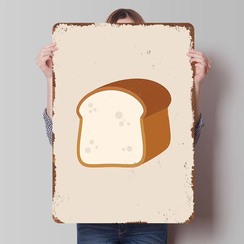 Weißes Brot Metallposter, personalisierte Wandkunst, Retro-Vintage-Blechschilder für Männerhöhle, Schlafzimmerdekoration, gemütliche Badezimmerdekoration
