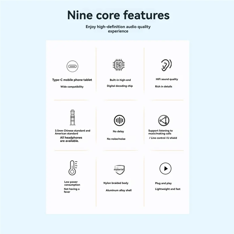 

A92Z Type-C To 3.5Mm Headphone Jack Adapter Type-C To 3.5Mm Jack Adapter USB C DAC Digital Chip Decoding Adapter