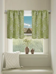 1pc Small Window Curtains for Bedroom Short Curtain for Bathroom Living Room, Leaves Print Through Rod Blackout Curtains (95%)