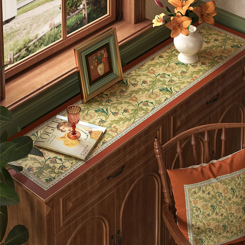 American Leather Table Mat Sideboard Tablemat Exquisite Long Strip Cabinet Dressing Table Tablecloth Desktop Protection Mat
