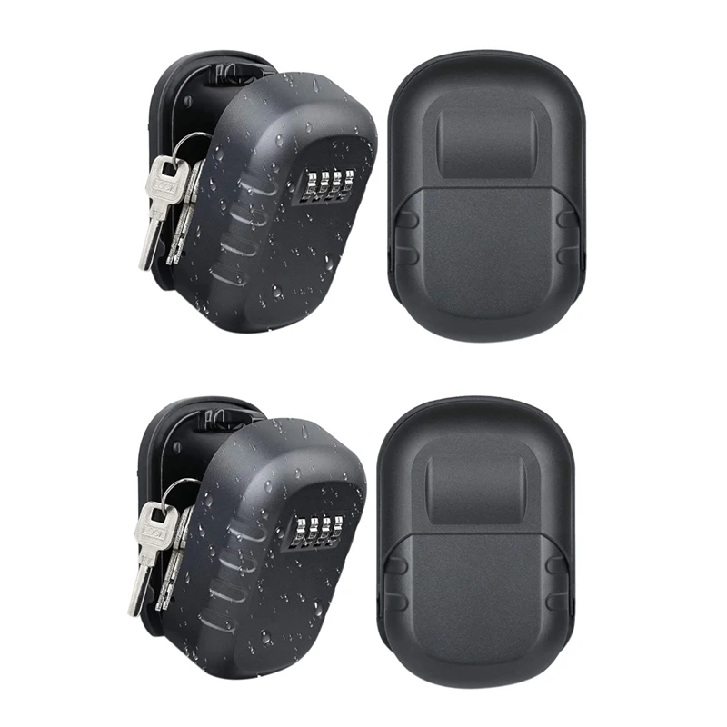 

2X Key Lock Box Wall Mount 4 Digit Combination Weatherproof Key Storage Lock Box, Large Capacity Security Combo Lockbox