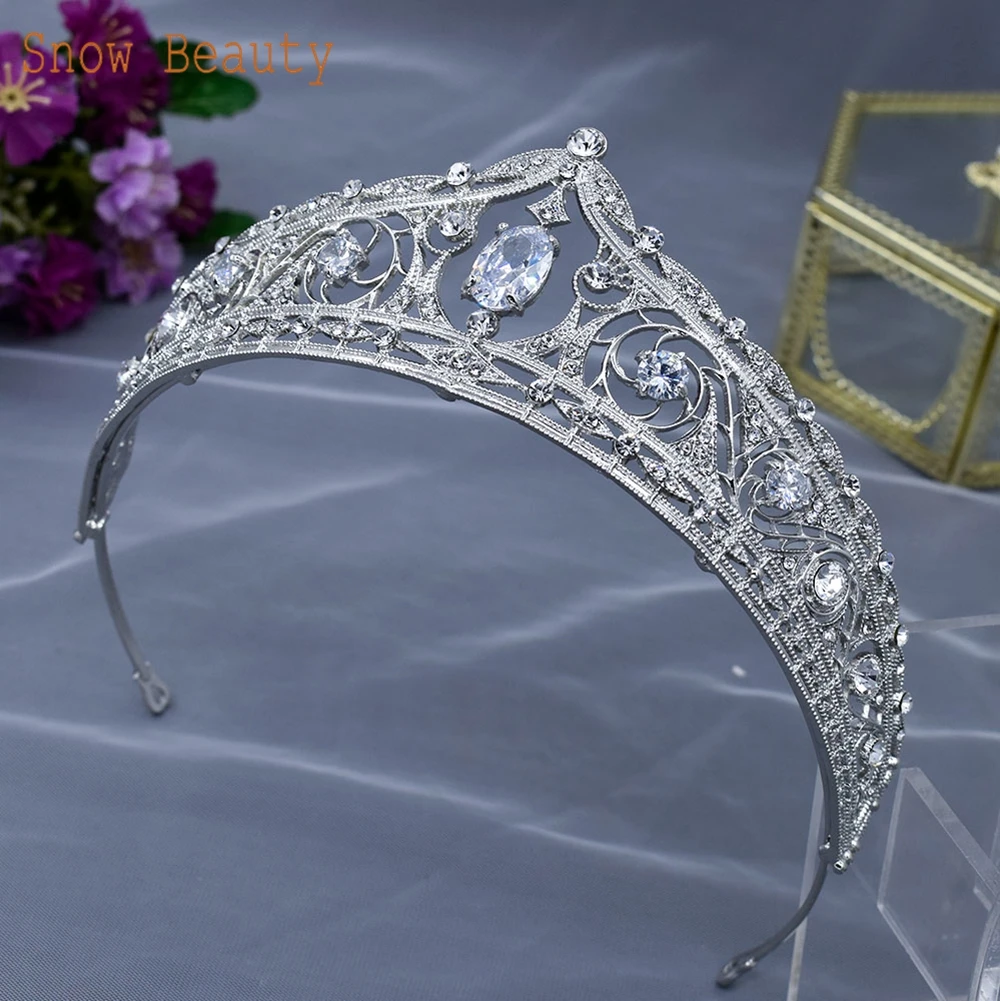 Tiaras y corona de boda para novia, diadema barroca, diadema de reina de cristal, tocado de desfile, disfraz, tocado de boda, A309