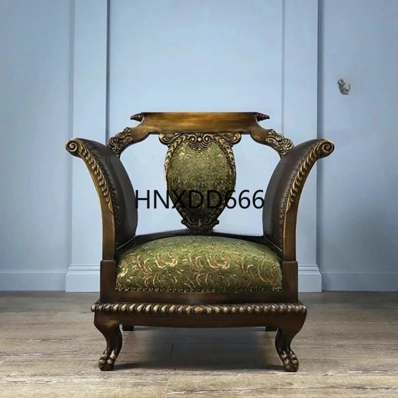 

Французский рококо цветок ткань из цельного дерева гостиная одиночный диван ретро ностальгическая классика