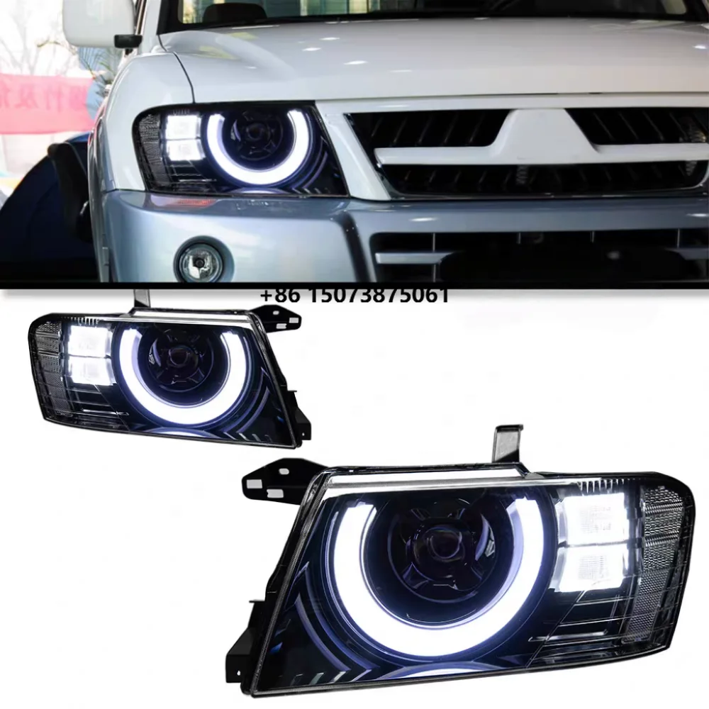 New LED Auto Headlight Assembly 12 V 100 W 6500 Lumens H7 Bulb Upgrade  Pajero V73 2004-2014 Defender Style