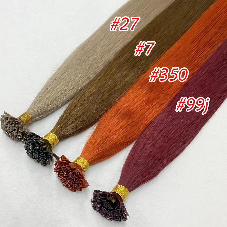 Кератиновые наращивания человеческих волос с V-образным кончиком, натуральные прямые цветные предварительно склеенные Fusions, наращивание человеческих волос, кератиновые капсулы 18-30 дюймов