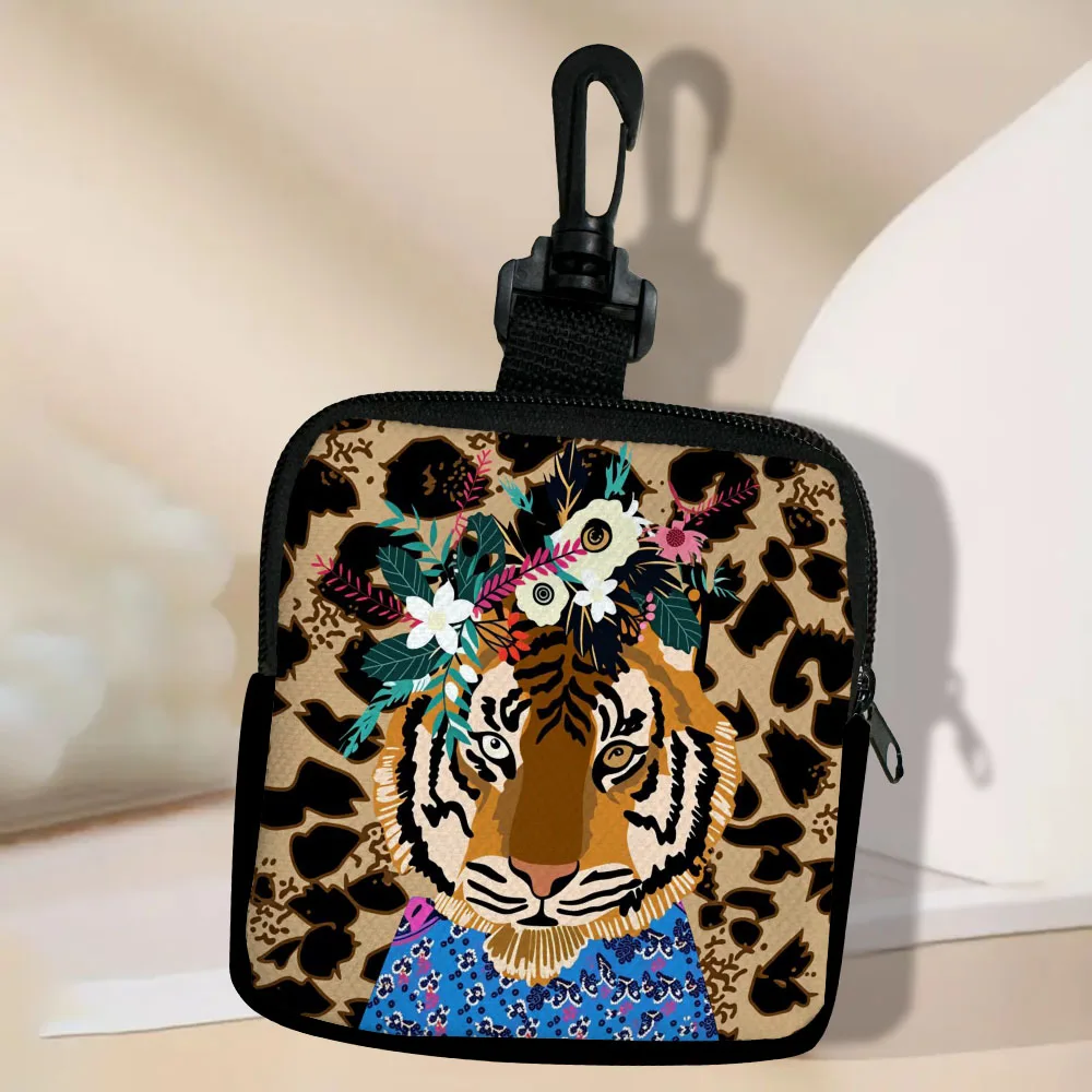 Monedero de gran capacidad con estampado de diseño de tigre elegante, monedero con impresión Digital, bolsas de almacenamiento, estuche para tarjetas duradero de 10x10cm
