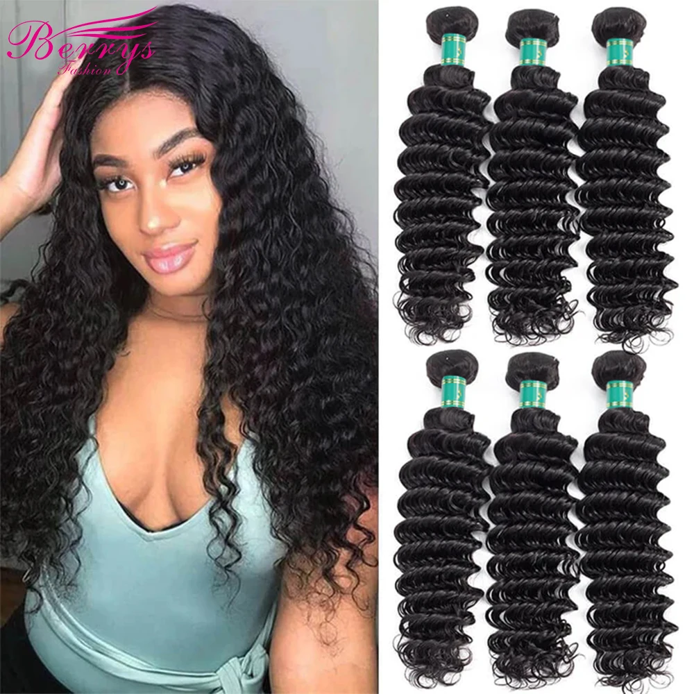 Berrys Fashion Hair Malaysian Virgin Hair Deep Wave Hair Extensions 1/3/4Pcs Human Weave Hair Bundles 10-30 Inch Free Shipping