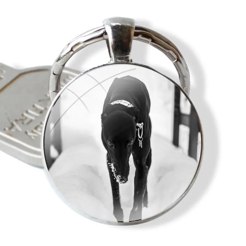 Gustav Klimt Greyhound Dog Art Keychain Handmade Glass Cabochon Key Ring Holder Pendant Key Chains