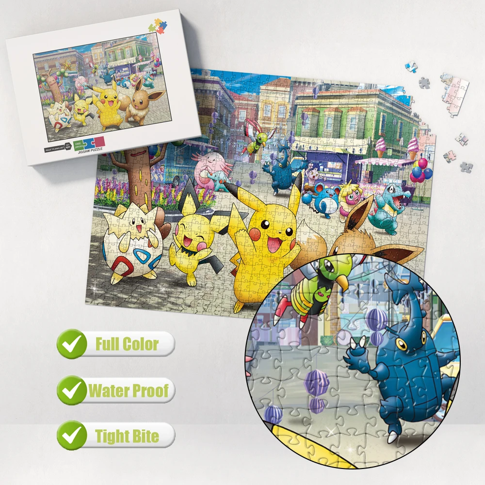 Children's Cartoon Game Jigsaw Puzzle Pokemon Cartoon Cute Tangram Game for Children Multiple Size 200/300/500/1000/1500 Pieces