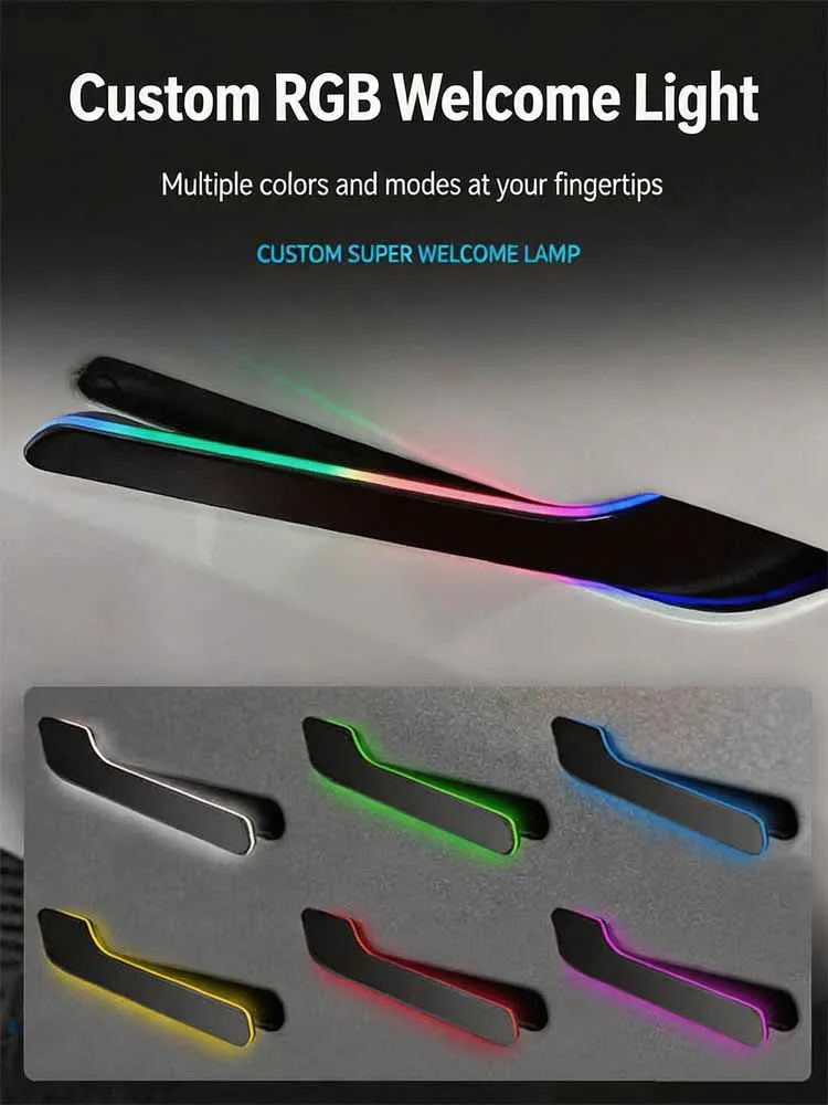 For Tesla Model 3 Highland Model Y Model YL Juniper 6th Gen RGB Electric Door Handle & Soft Close Integrated Door Latch