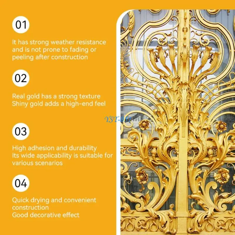 E15A Strong Adhesion Metal Paint Includes Brush Non Toxic Foil Paint for Bathrooms