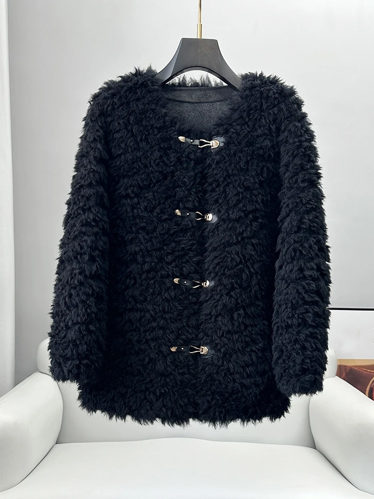 PUDI Winter Warm Genuine Sheep Shearing New Design Coat Fashion Elegant Soft Jacket CT338