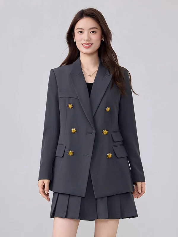 Professional Women's Suit Jacket Autumn New Style Double Row Buttons Fashion Slim Fit Korean Version OL High End Feeling