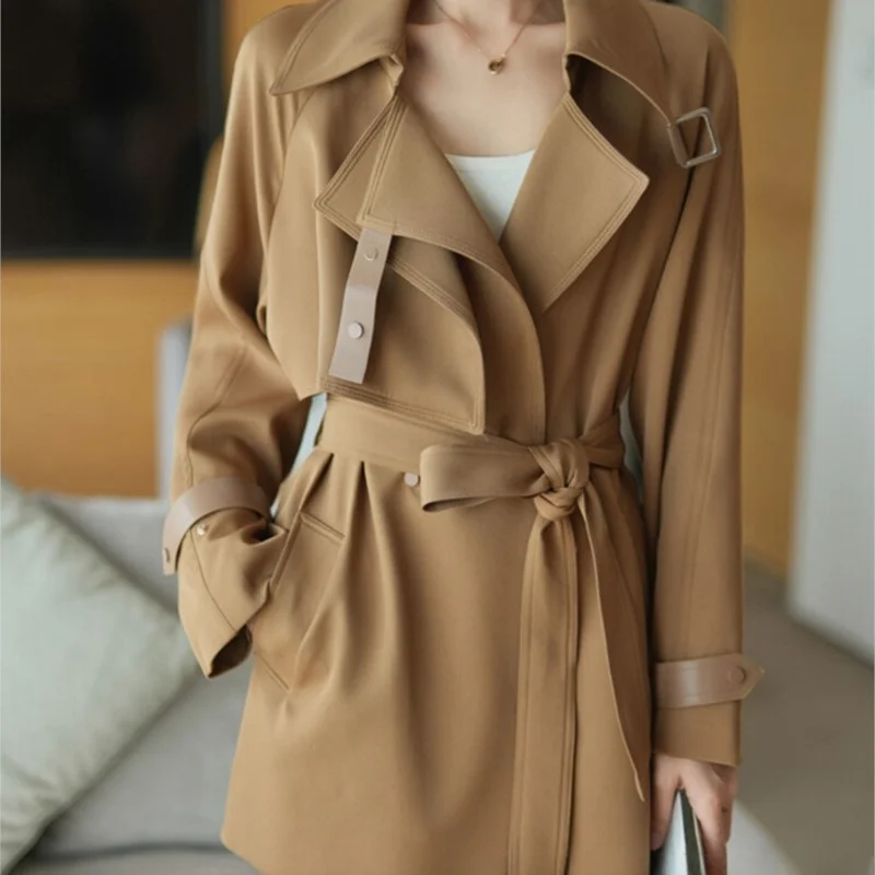 Short Small Elegant Trench Coat Women's Beautiful Anti-Wrinkle Casual Draping Effect