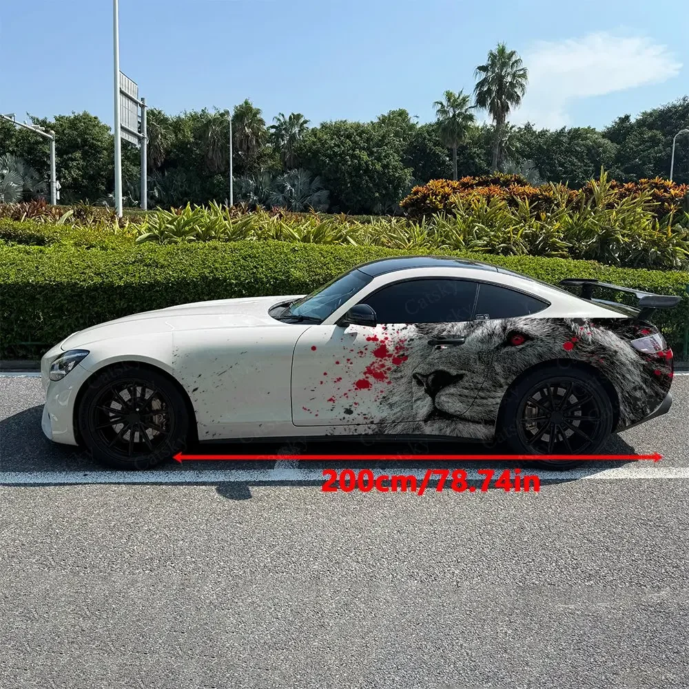 2pcs Lion King Splatter Wild Realm, Durable, Fade-resistant, Enhance Vehicle Aesthetics With Bold Artistic Design Car Vinyl Wrap