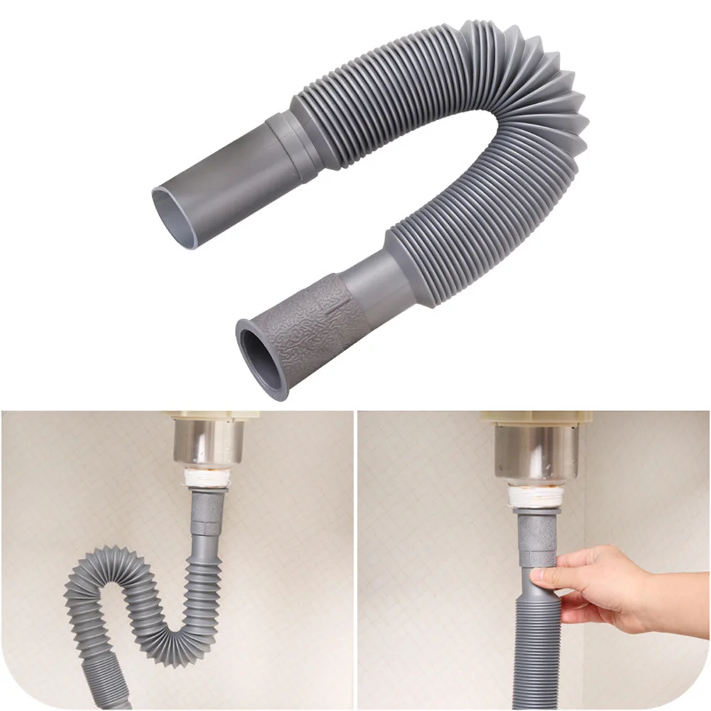 Schaalbare wastafel afvoerpijp huishoudelijke wastafel wastafel slang PVC wastafel badkamer flexibele buis pijp keuken verlengde anti-geur pijp