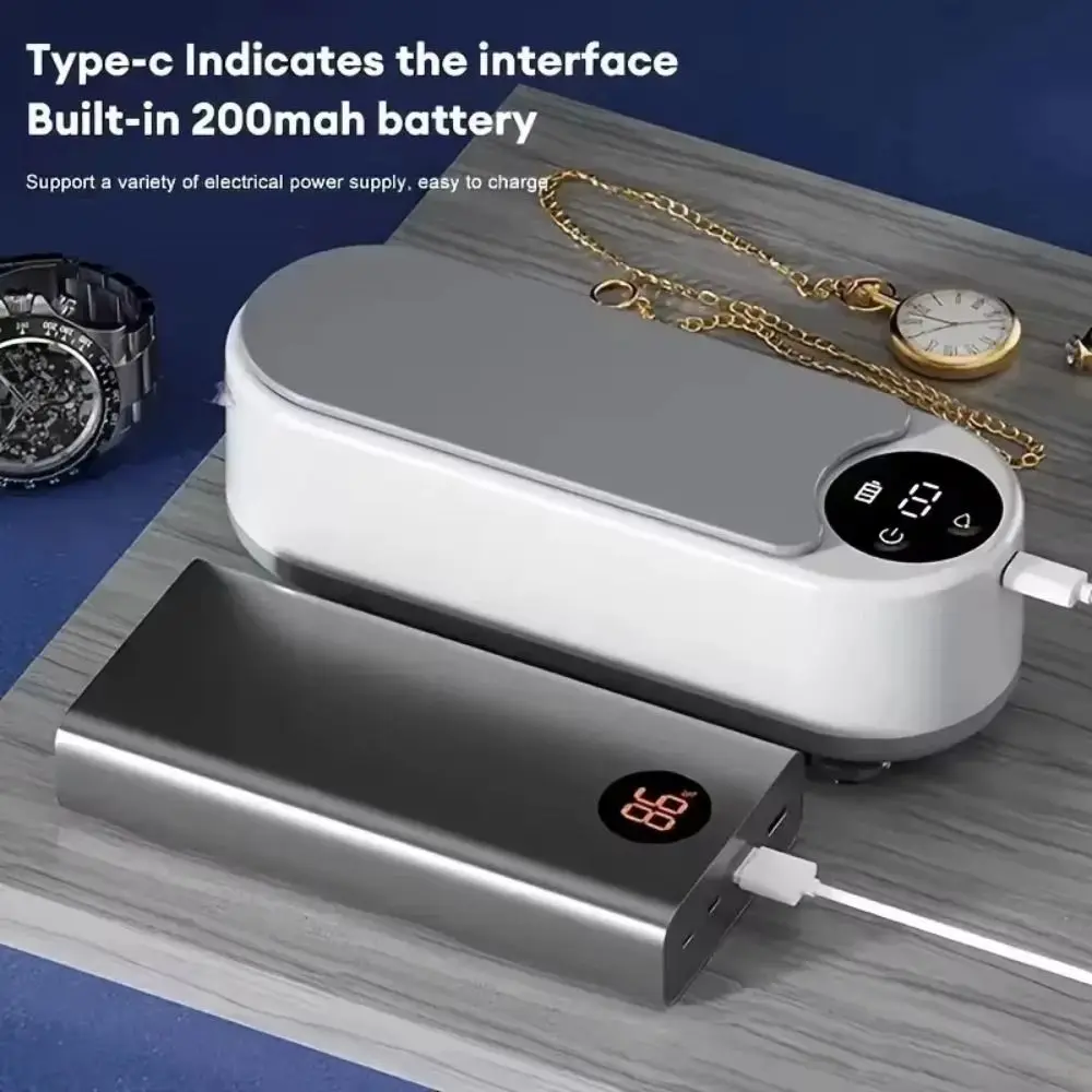 Portable Ultrasonic Glasses Cleaner Wireless Control Ultrasound Vibration Multi-Purpose Cleaner USB Rechargeable