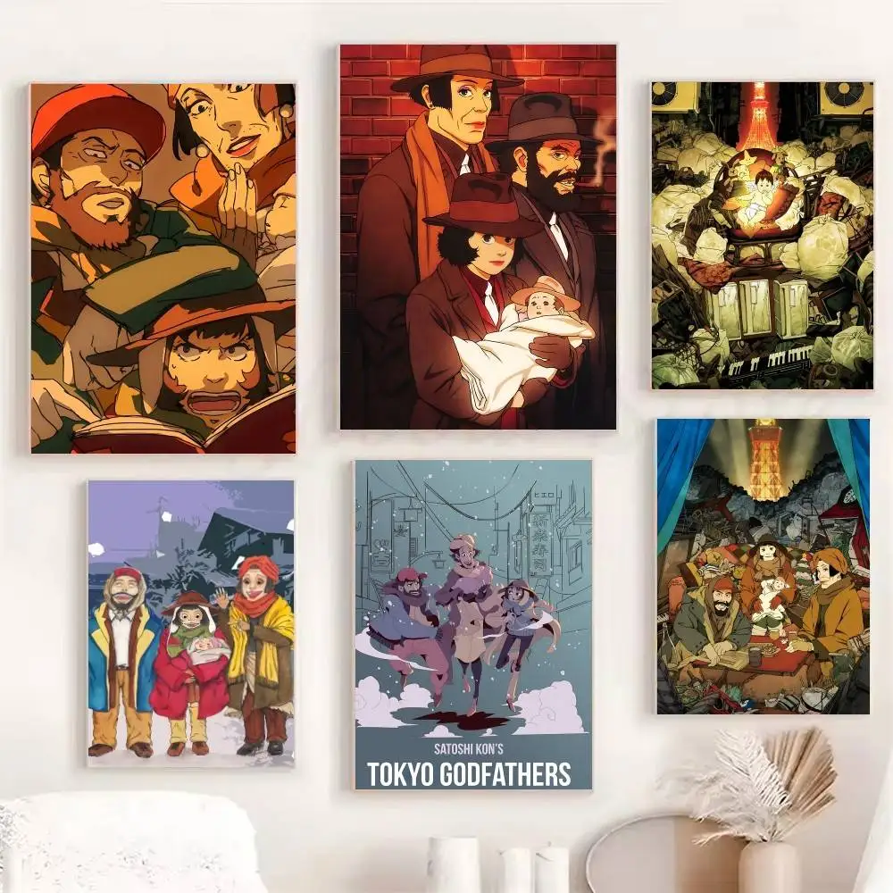 Cartoon Classic Anime Movie T-Tokyo Godfathers Manga Posters Fancy Wall Sticker for Living Room Bar Decoration Wall Decor