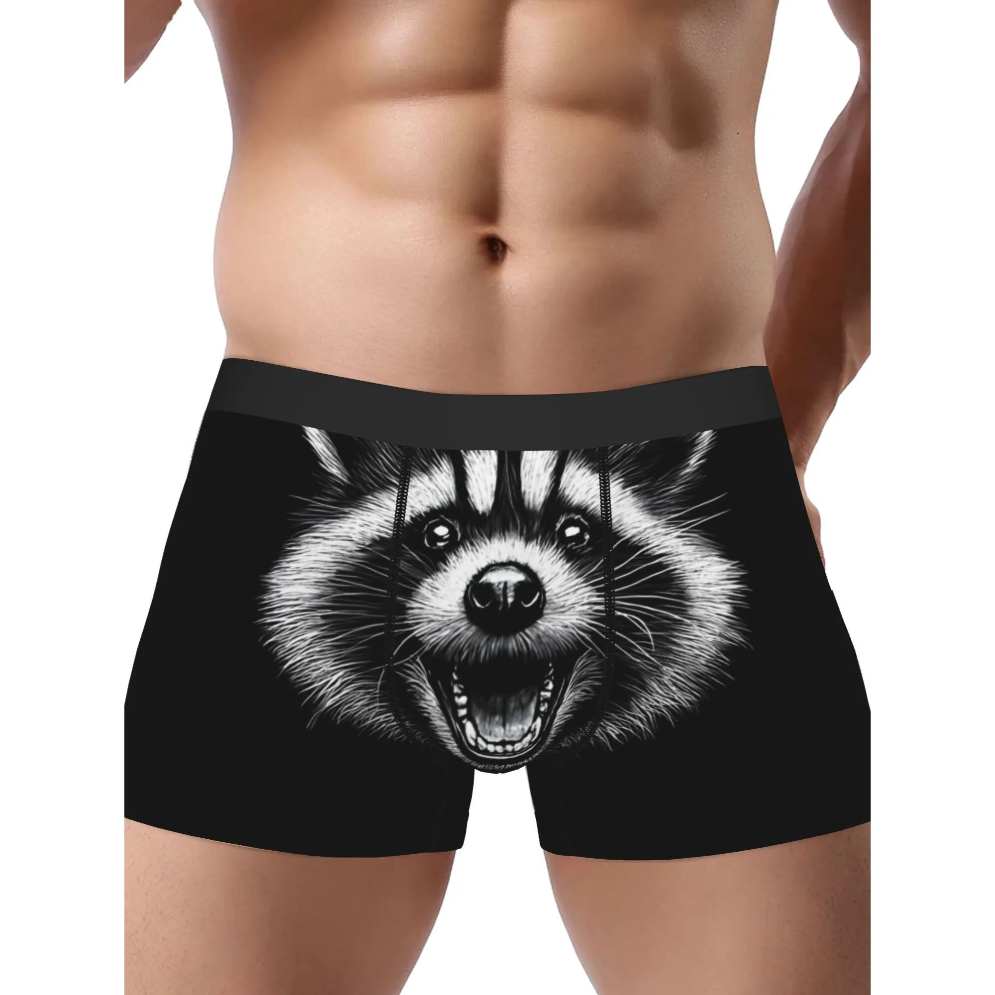 Raccoon Print Boxer Briefs Comfortable Underwear with Unique Raccoon Face Print Casual Wear Novelty Underwear Comfortable Fit